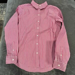 L.L. Bean Women's Striped Dark Fuchsia Long Sleeve Size XS 100% Cotton